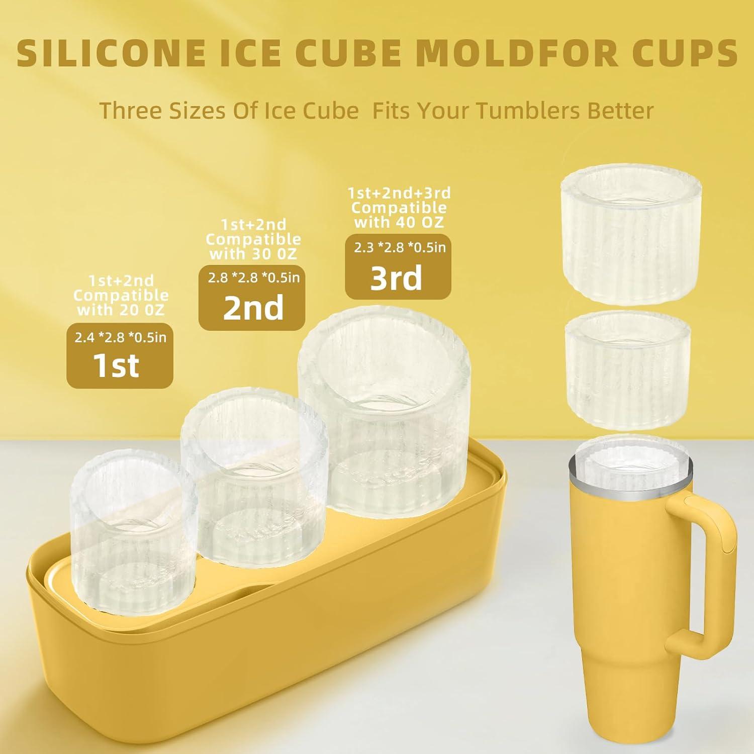 silicone ice cube tray for stanley cup three sizes